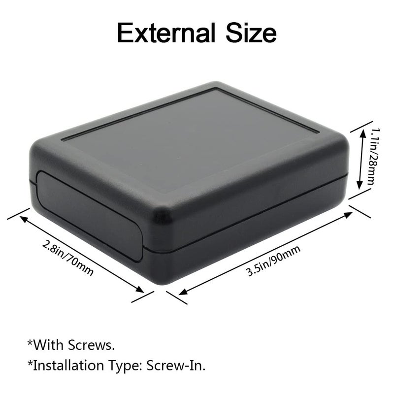 LeMotech 5 Pieces ABS Plastic Electrical Project Case Power Junction Box, Project Box Black 3.5 x 2.8 x 1.1 inch (90 x 70 x 28 mm) - Image 2